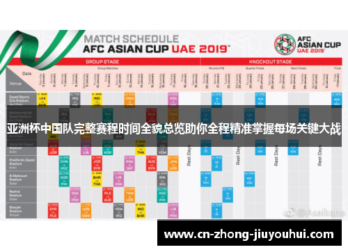 亚洲杯中国队完整赛程时间全貌总览助你全程精准掌握每场关键大战 亚洲杯中国队完整赛程时间全貌总览助你全程精准掌握每场关键大战